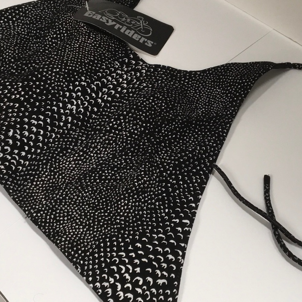 Leather Black and White halter bandanaTop.